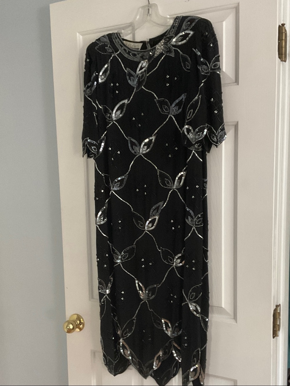 Vintage Argenti Black Sequin Art Deco Cocktail Dress